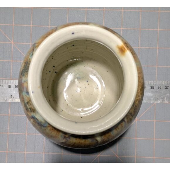 Handcrafted Studio Pottery Vase 7" Tall Drip Glaze Colorful & Unique - Picture 6 of 15